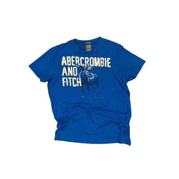 Vintage Y2K Abercrombie Fitch Spell Out Muscle T-Shirt Size L Blue Preppy 2000s - Picture 1 of 8